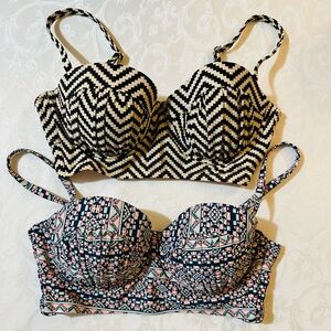 Xhilaration Geometric and Multicolor Print Push-Up Bikini Tops - Medium